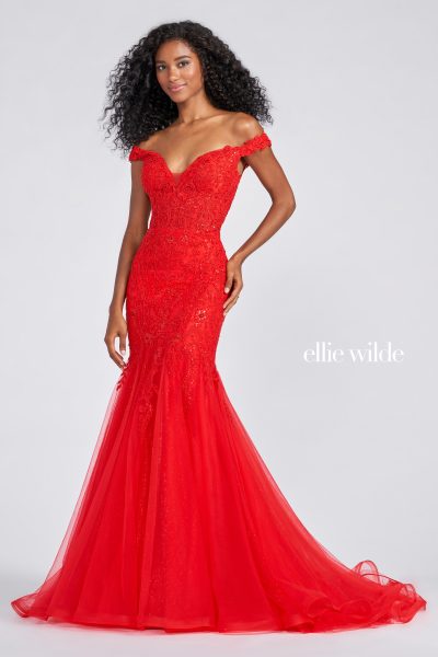 fitted laceEllie Wilde 122070 prom dress