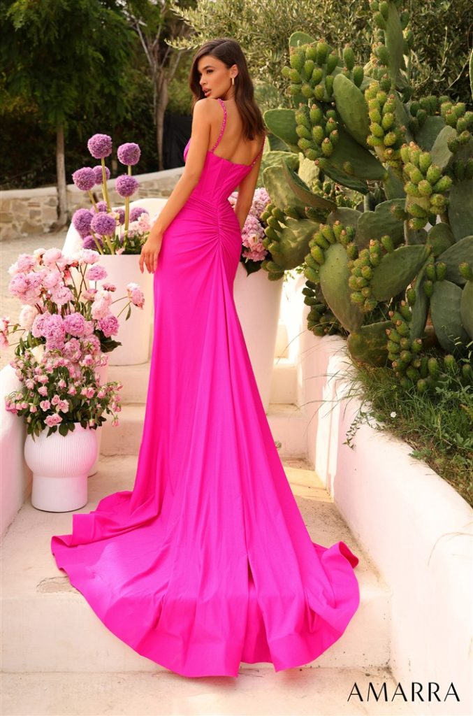 fitted hot pink prom dresses 